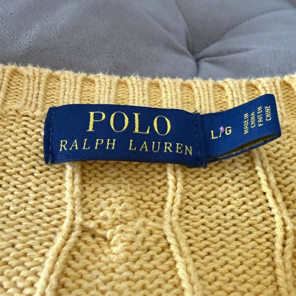 Polo Ralph Lauren Men's Yellow Cable-Knit Sweater Size L